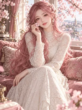 午后与花，成年虚构角色插画